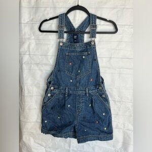 GAP Kids Embroidered Denim Shortalls shorts overalls